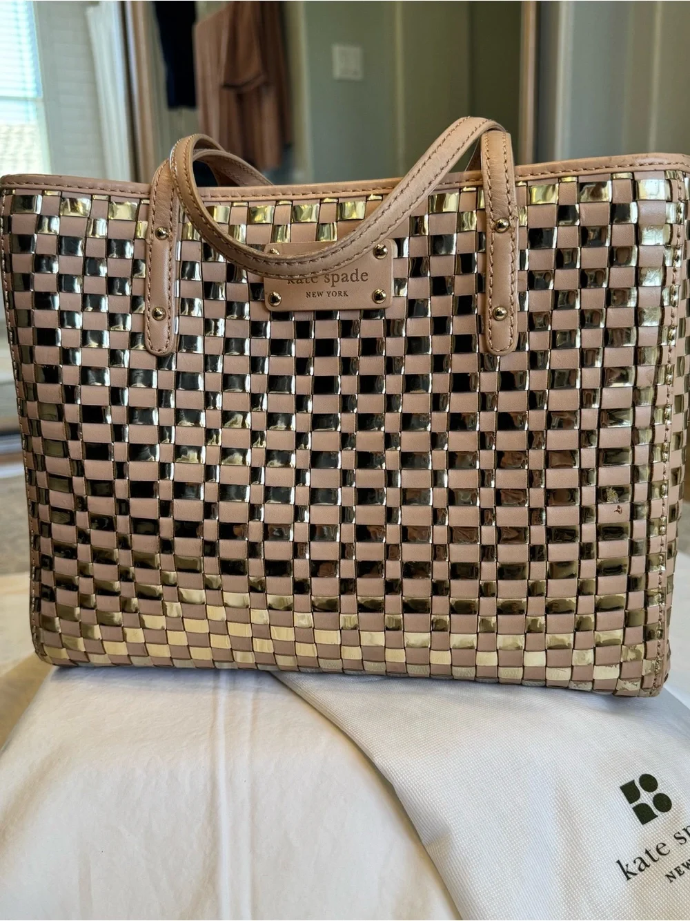 kate spade Quinn Metallic Woven Tote